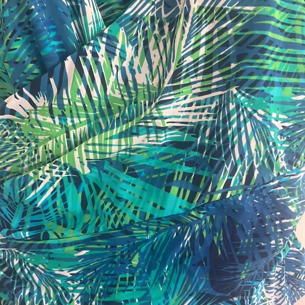 LL Bean Tropical Palm‎ One Piece Swimsuit Sz 18 UPF 40 vacation beach summer